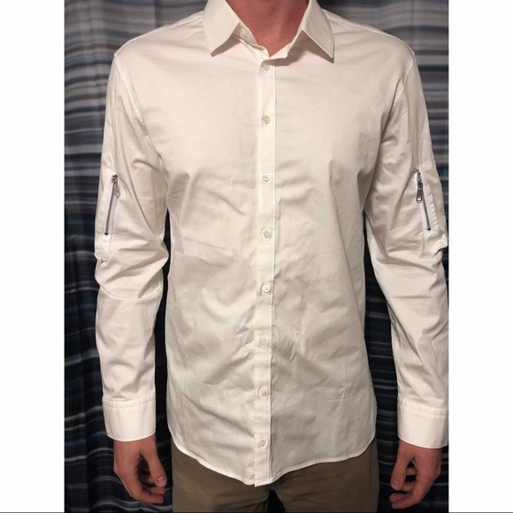 White Neil Barrett Button-Down with Zippers - Picture 1 of 5